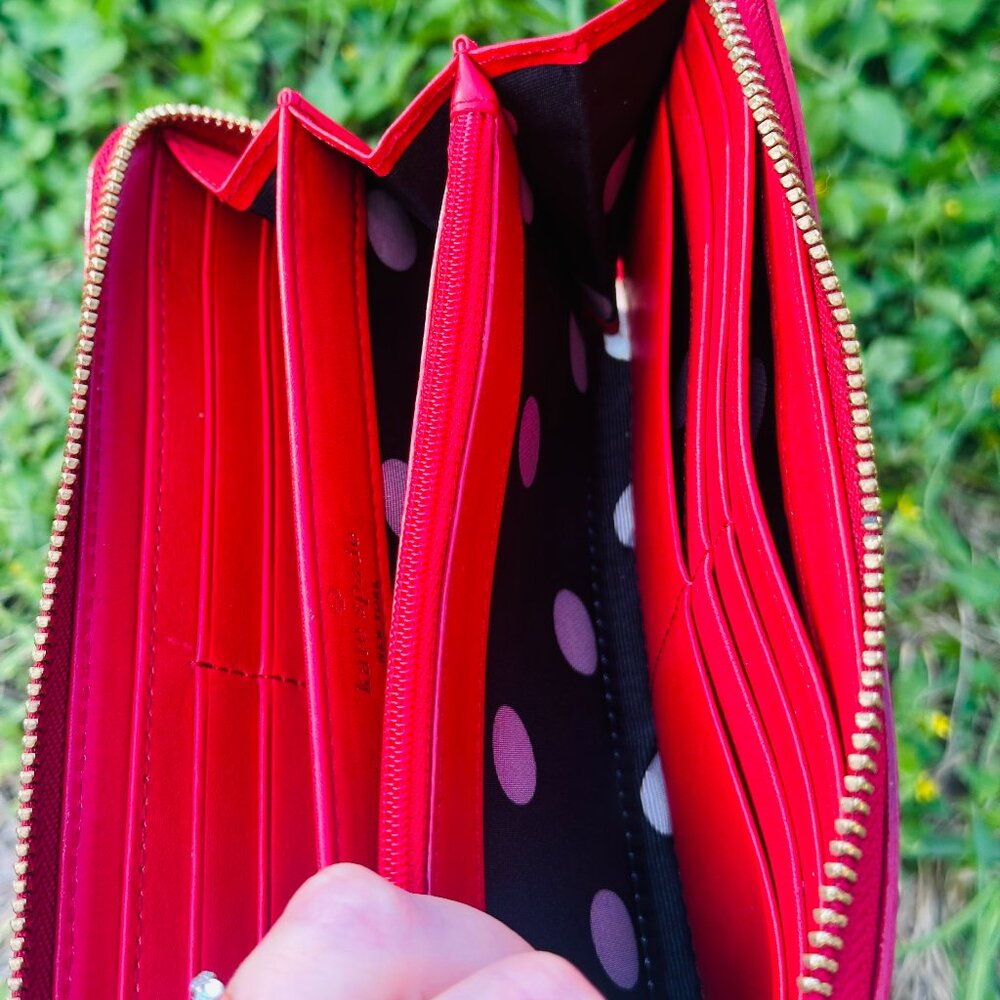 Kate Spade Cedar Street Lacey Patent Leather Red Wallet - Picture 13 of 16